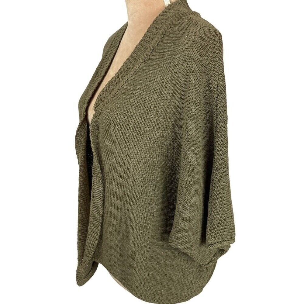 Akemi + Kin Cardigan Women One Size Olive Green Open Front Batwing Knit Sweater